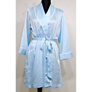 Kate Spade Ice Blue Happily Ever After Robe Gold Embroidered Wedding Bridal Med.